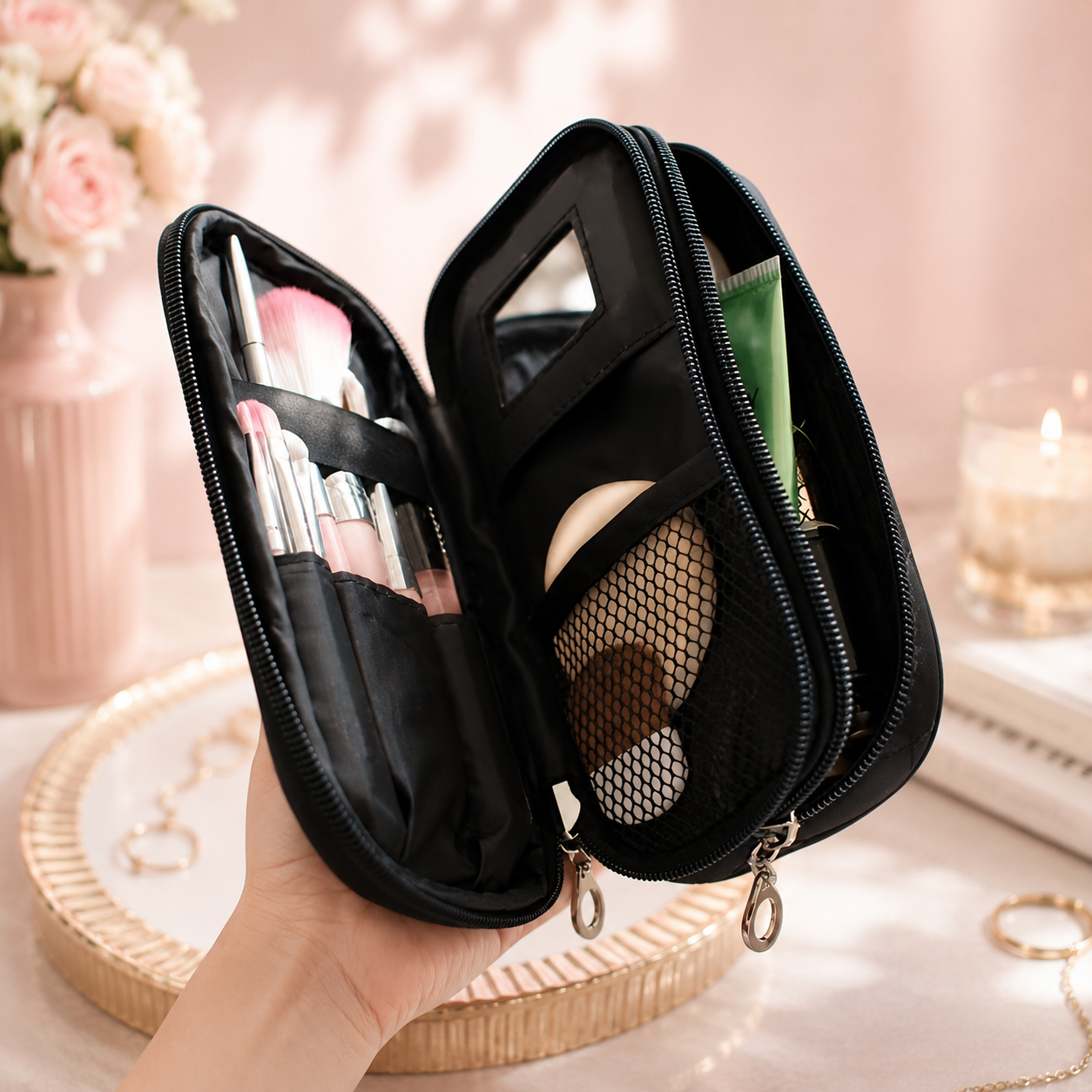 GlamVault Travel Makeup Bag