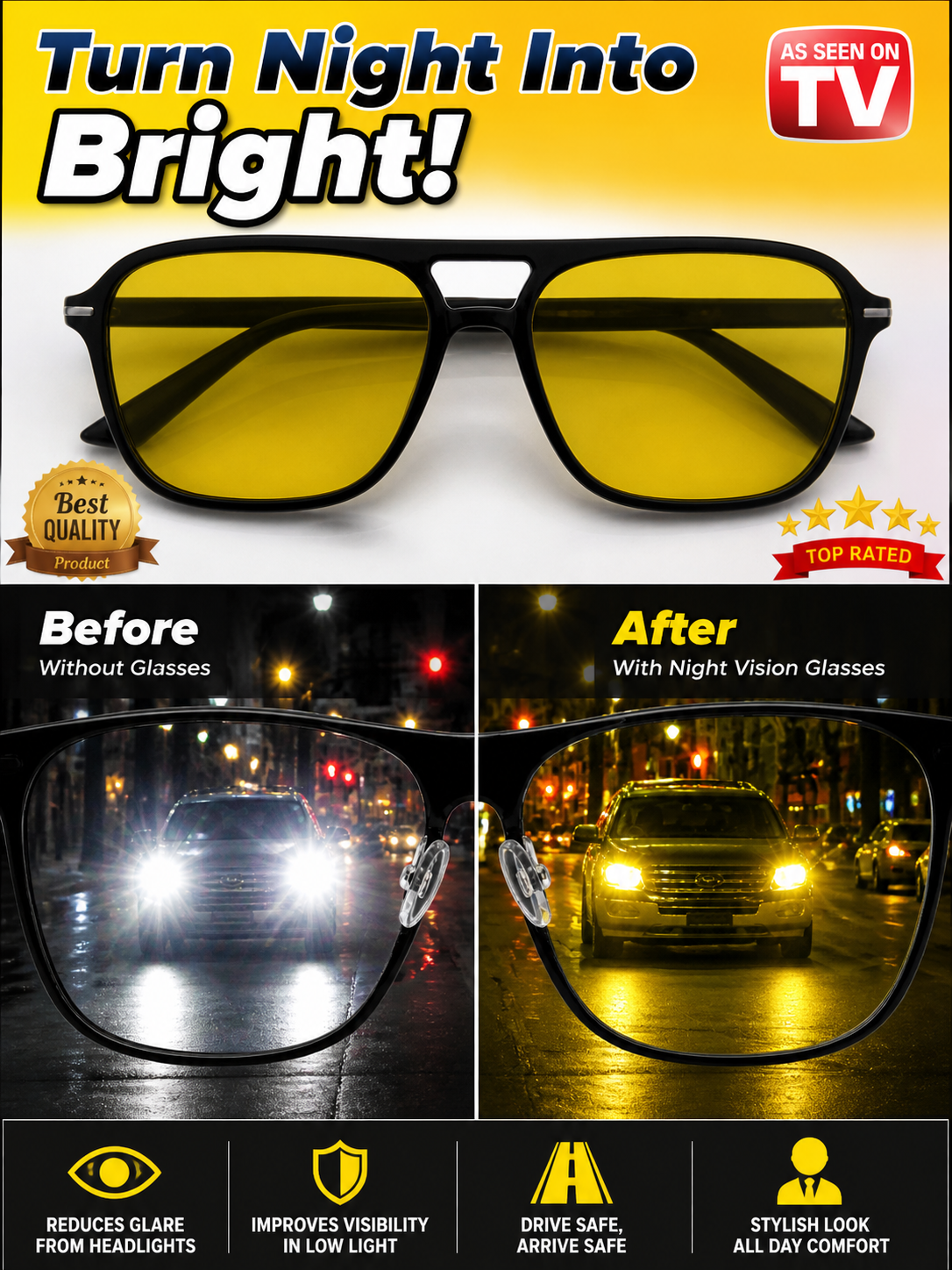 NightGuard Anti-Glare Driving Glasses