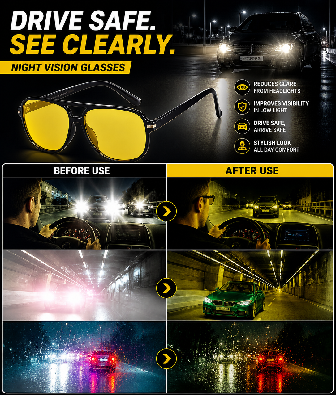 NightGuard Anti-Glare Driving Glasses